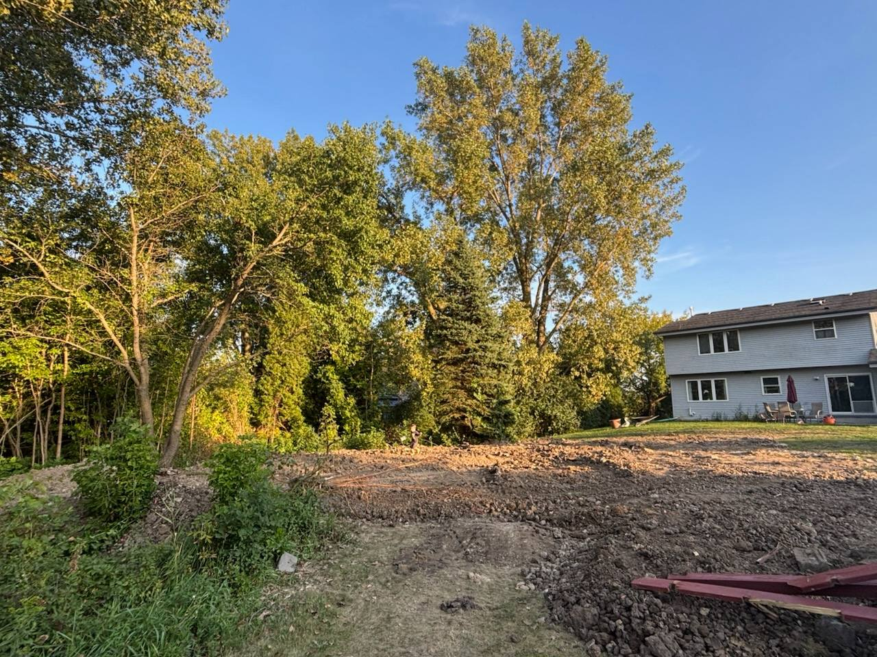 Fill dirt delivered for a backyard leveling project in Racine, WI