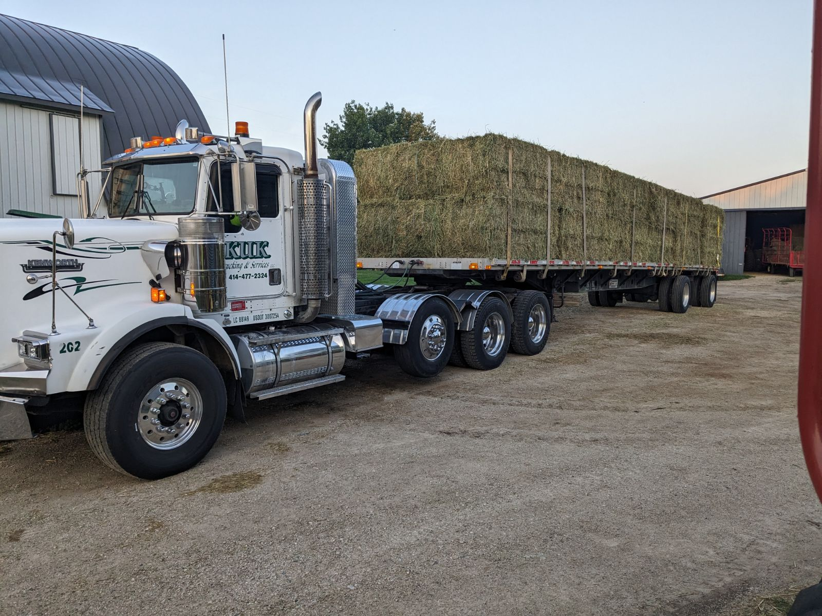 Flatbed loaded with material